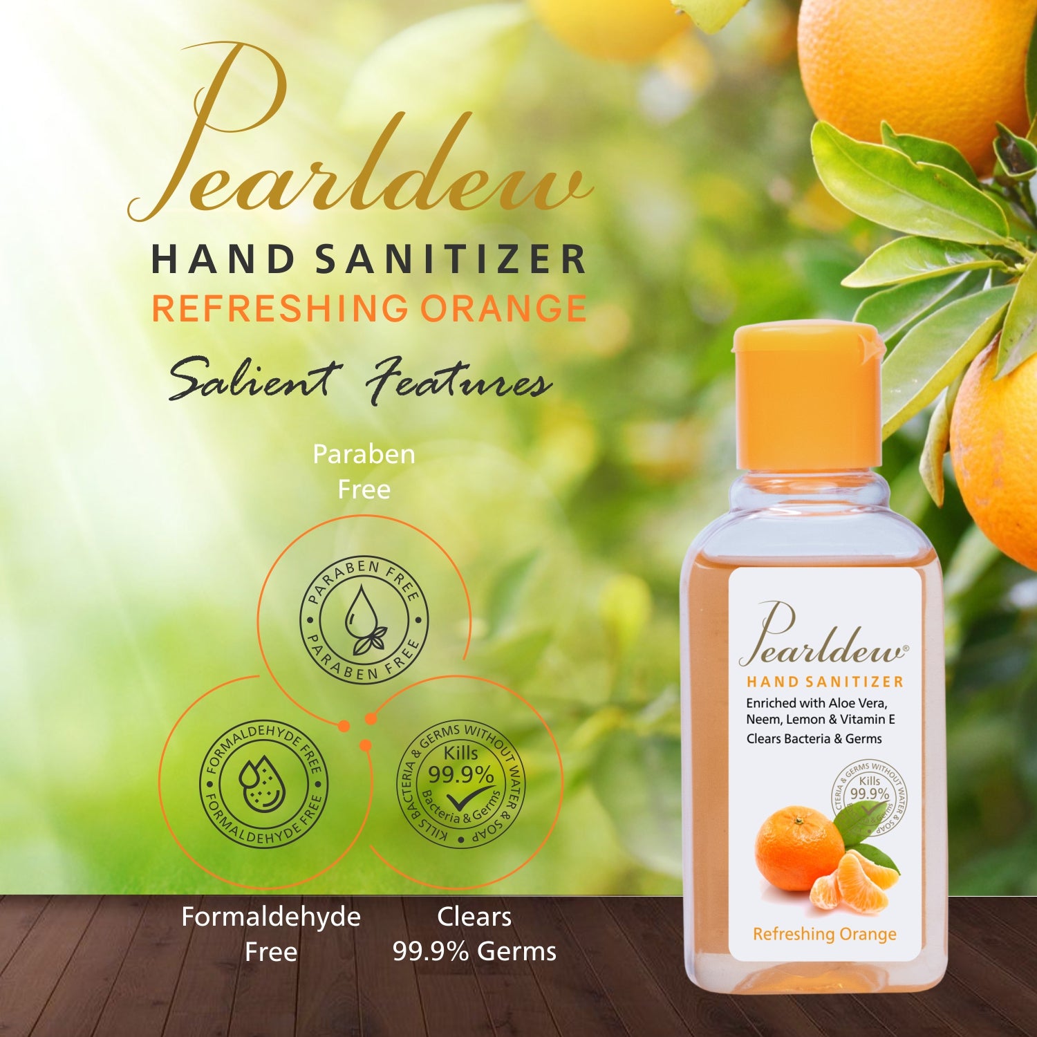 Pearldew Hand Sanitizer (Refreshing Orange) 60 ml