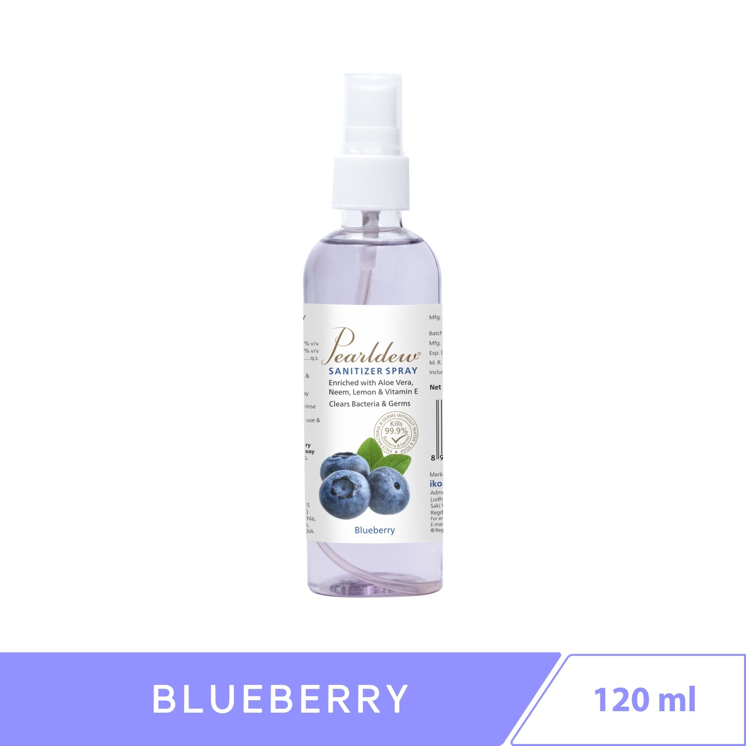 Pearldew Hand Sanitizer Spray (Blueberry) 120 ml