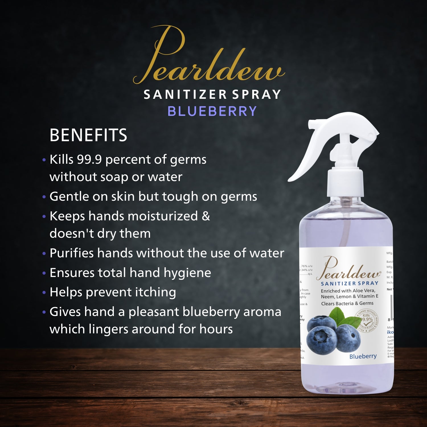 Pearldew Hand Sanitizer Spray (Blueberry) 500 ml