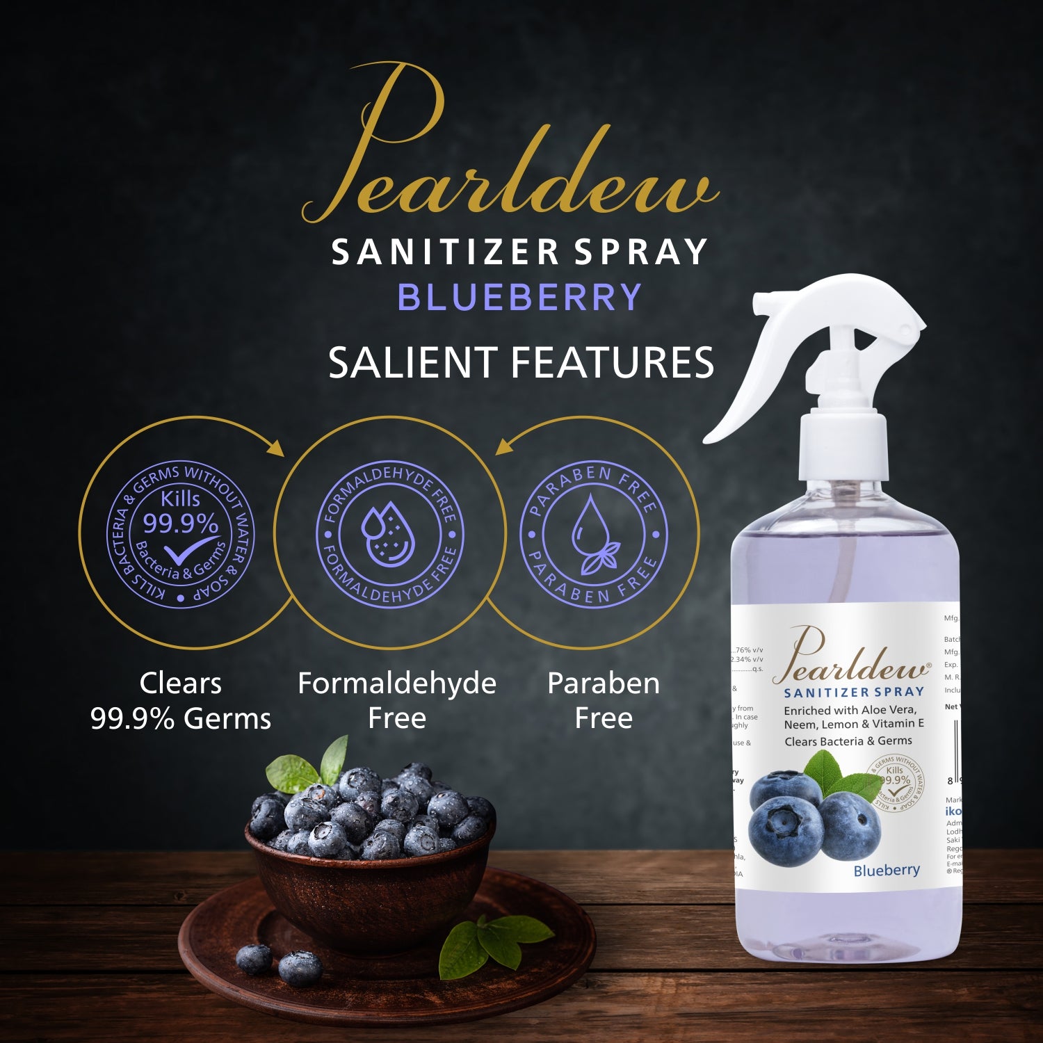 Pearldew Hand Sanitizer Spray (Blueberry) 500 ml