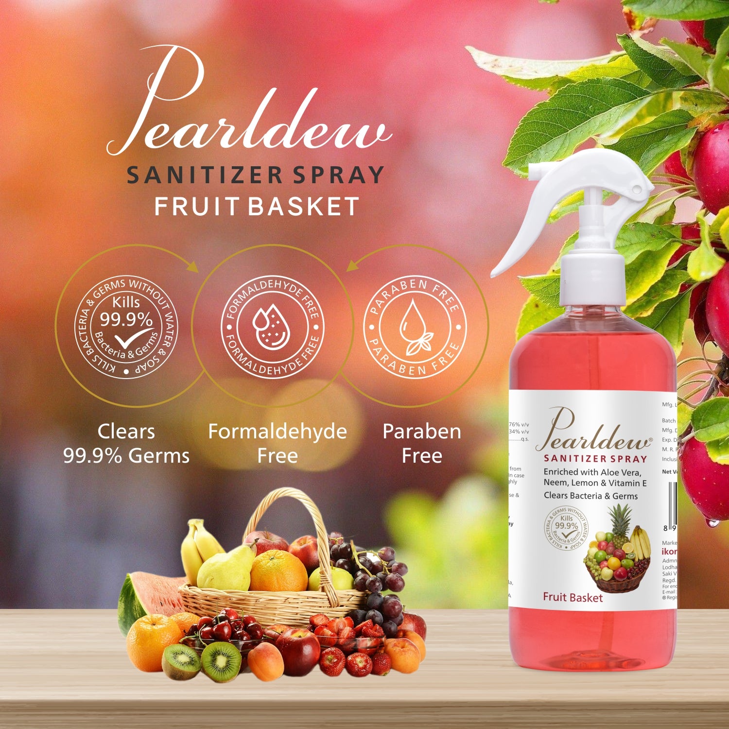 Pearldew Hand Sanitizer Spray (Fruit Basket) 500 ml