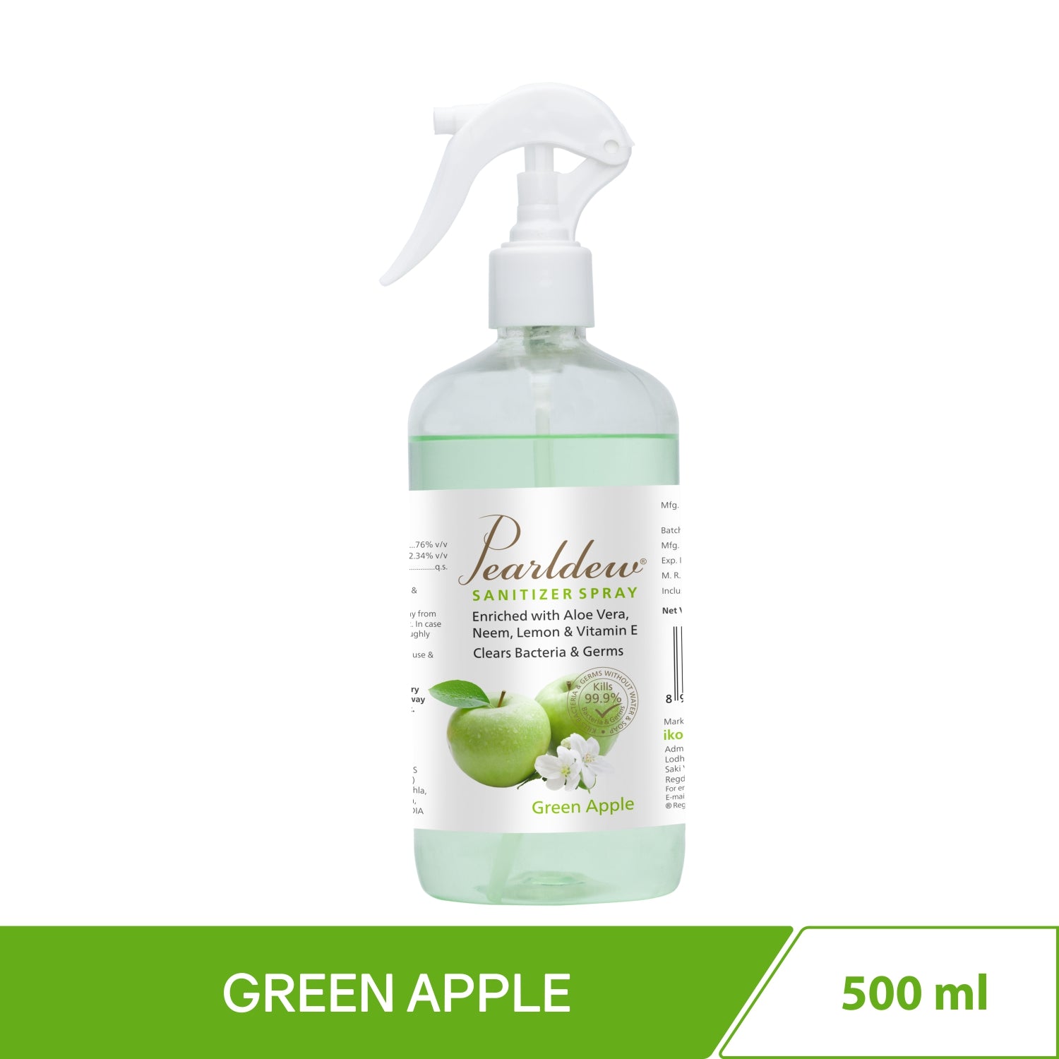 Pearldew Hand Sanitizer Spray (Green Apple) 500 ml