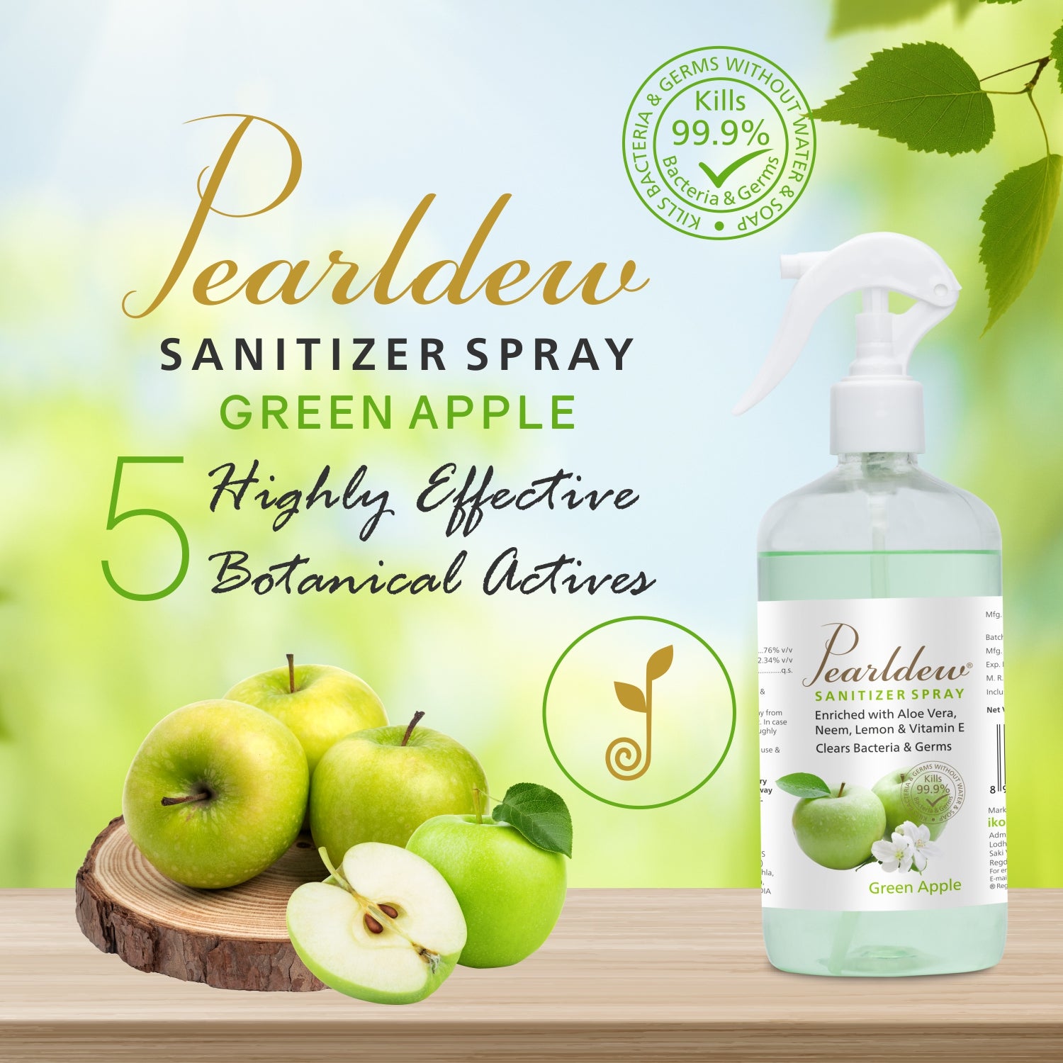 Pearldew Hand Sanitizer Spray (Green Apple) 500 ml