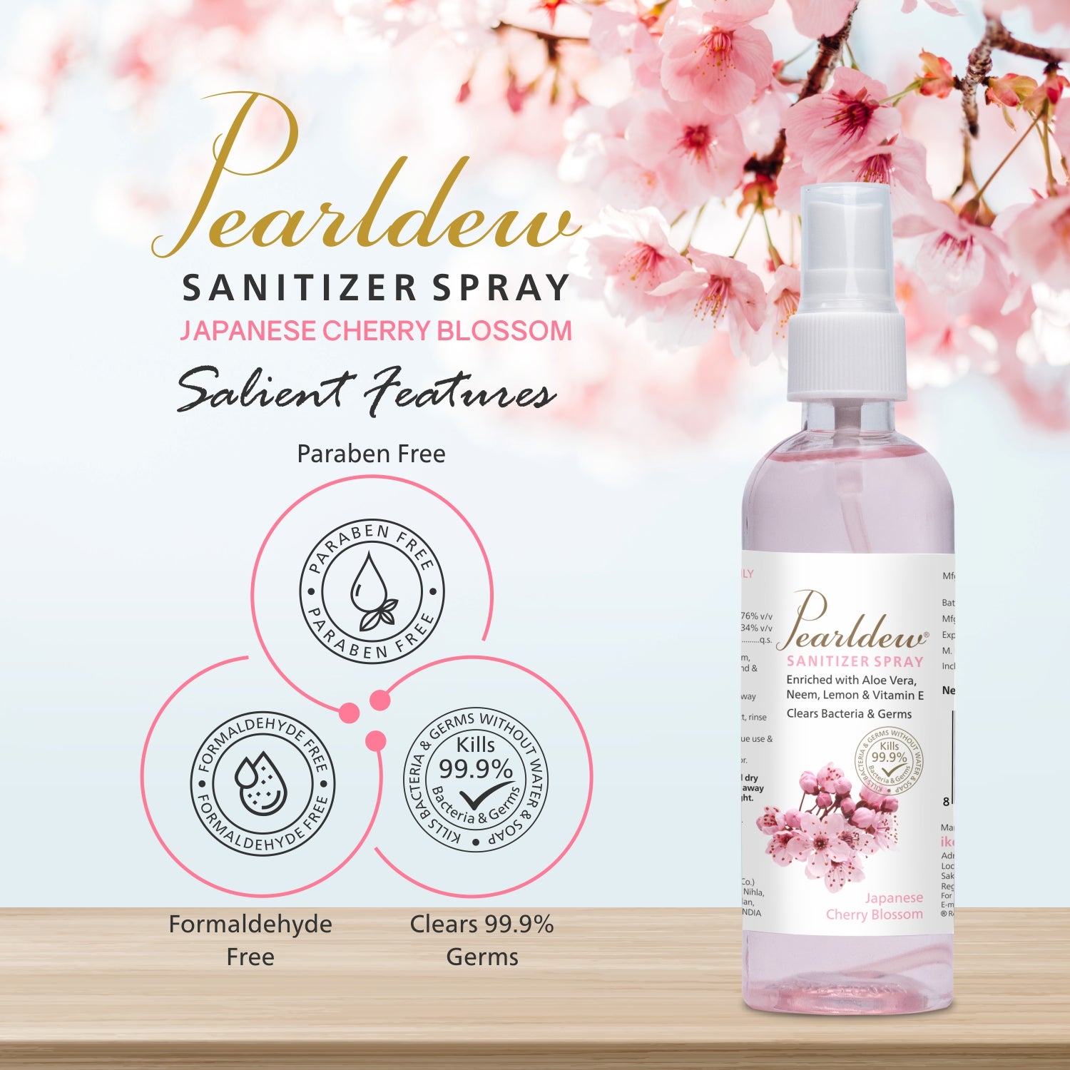 Pearldew Hand Sanitizer Spray (Japanese Cherry Blossom) 120 ml