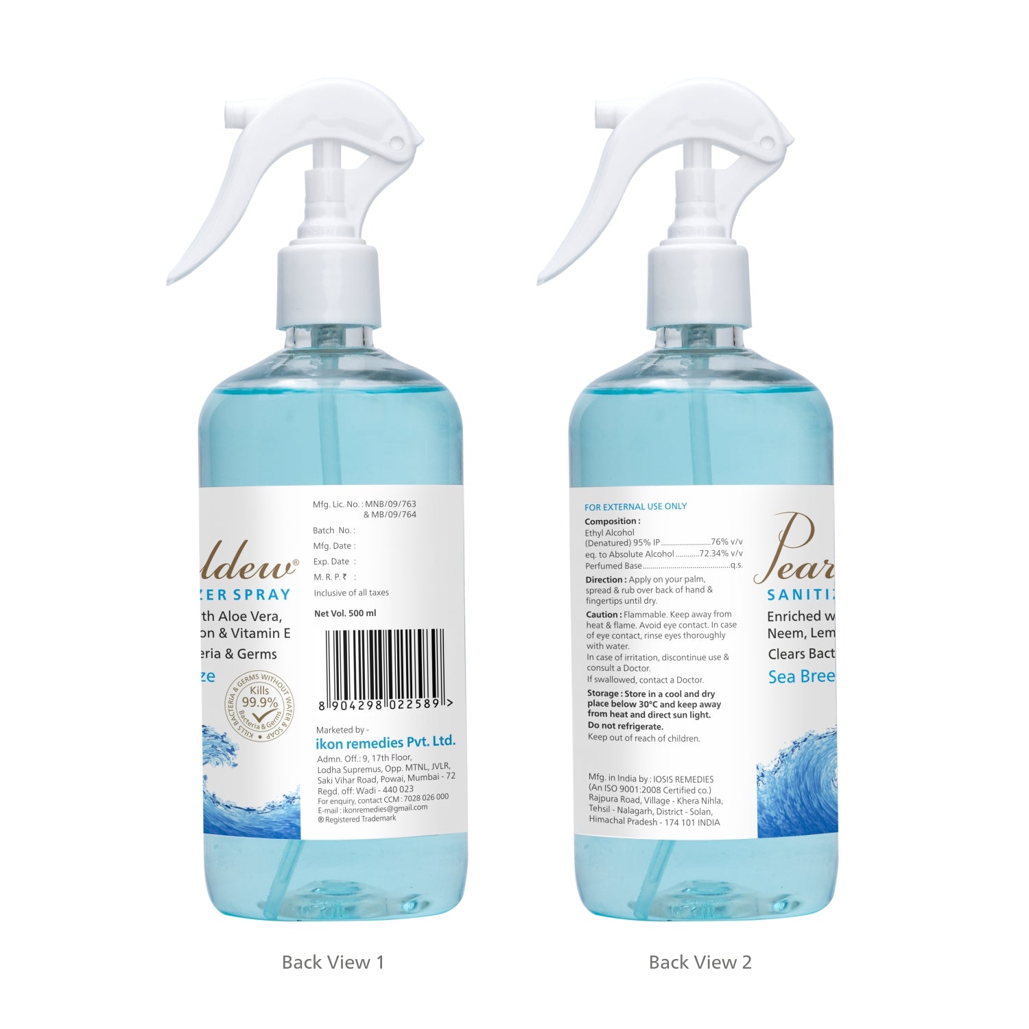 Pearldew Hand Sanitizer Spray (Sea Breeze) 500 ml