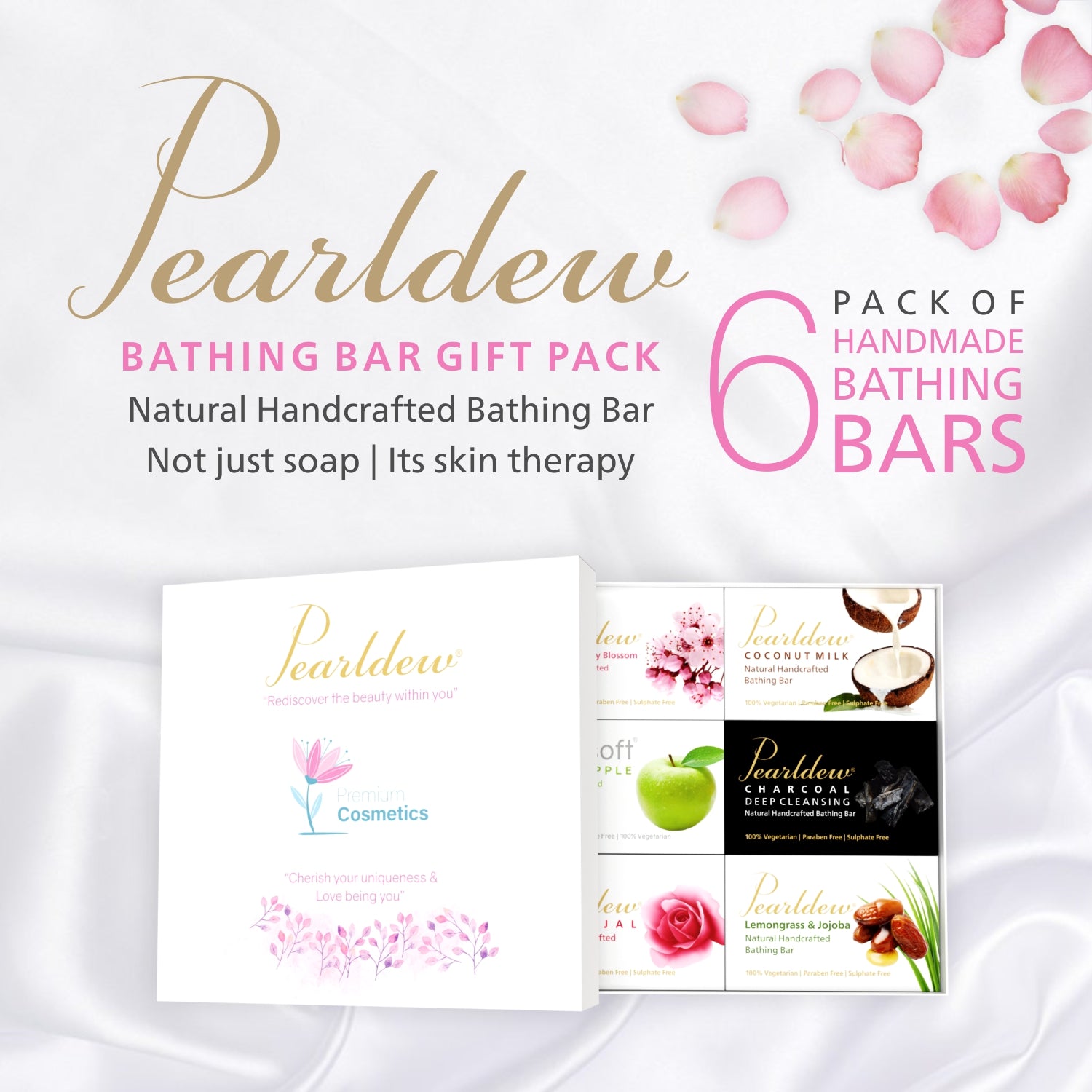 Pearldew Handmade Bathing Bar [Gift Pack of 6] 100 gm