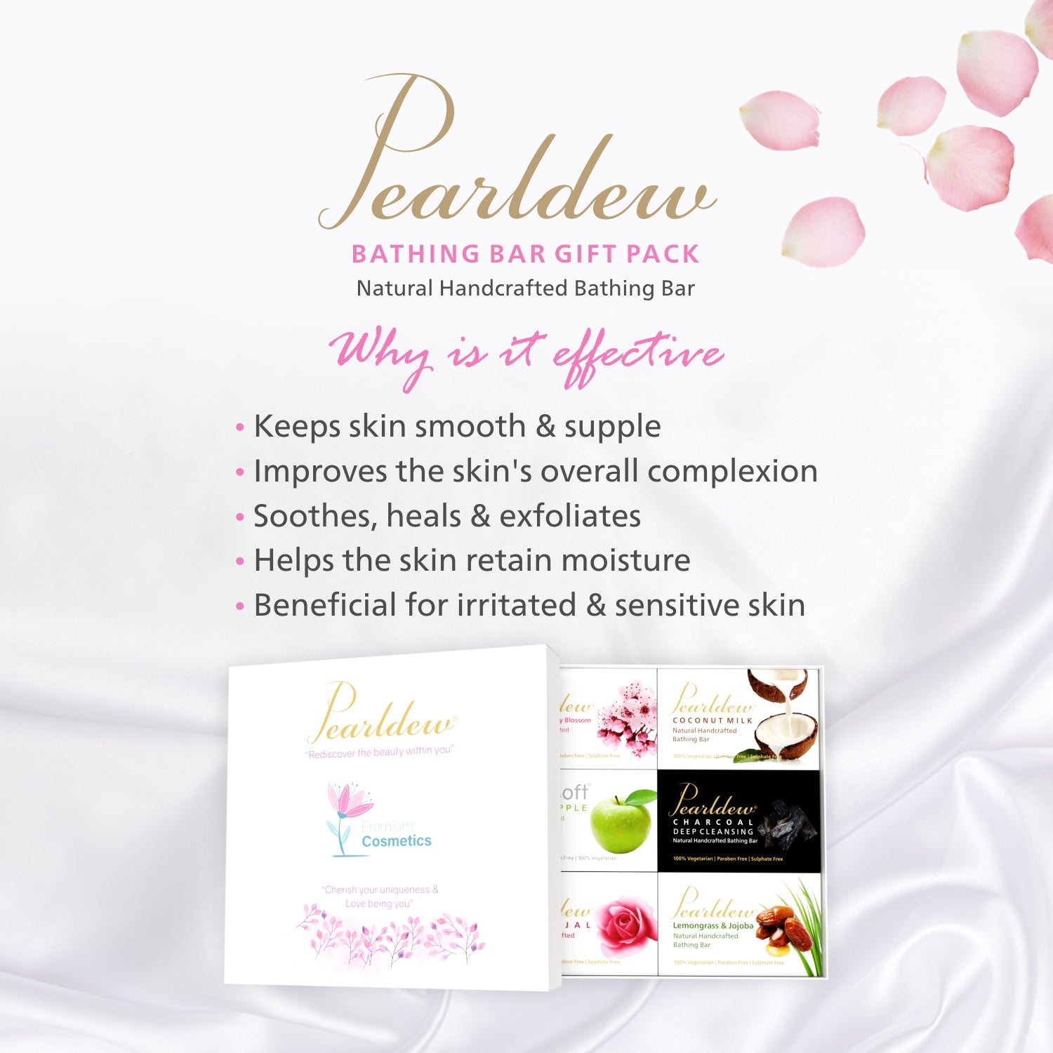 Pearldew Handmade Bathing Bar [Gift Pack of 6] 100 gm