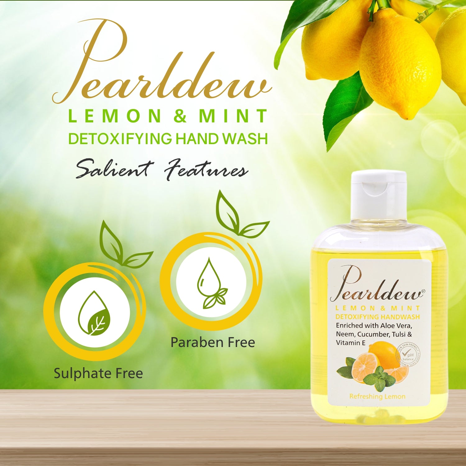 Pearldew Lemon & Mint Detoxifying Hand Wash (250 ml)