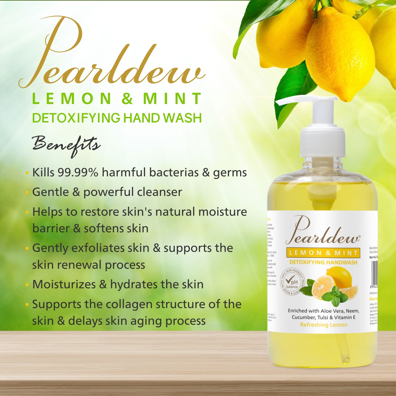 Pearldew Lemon & Mint Detoxifying Hand Wash (500 ml)
