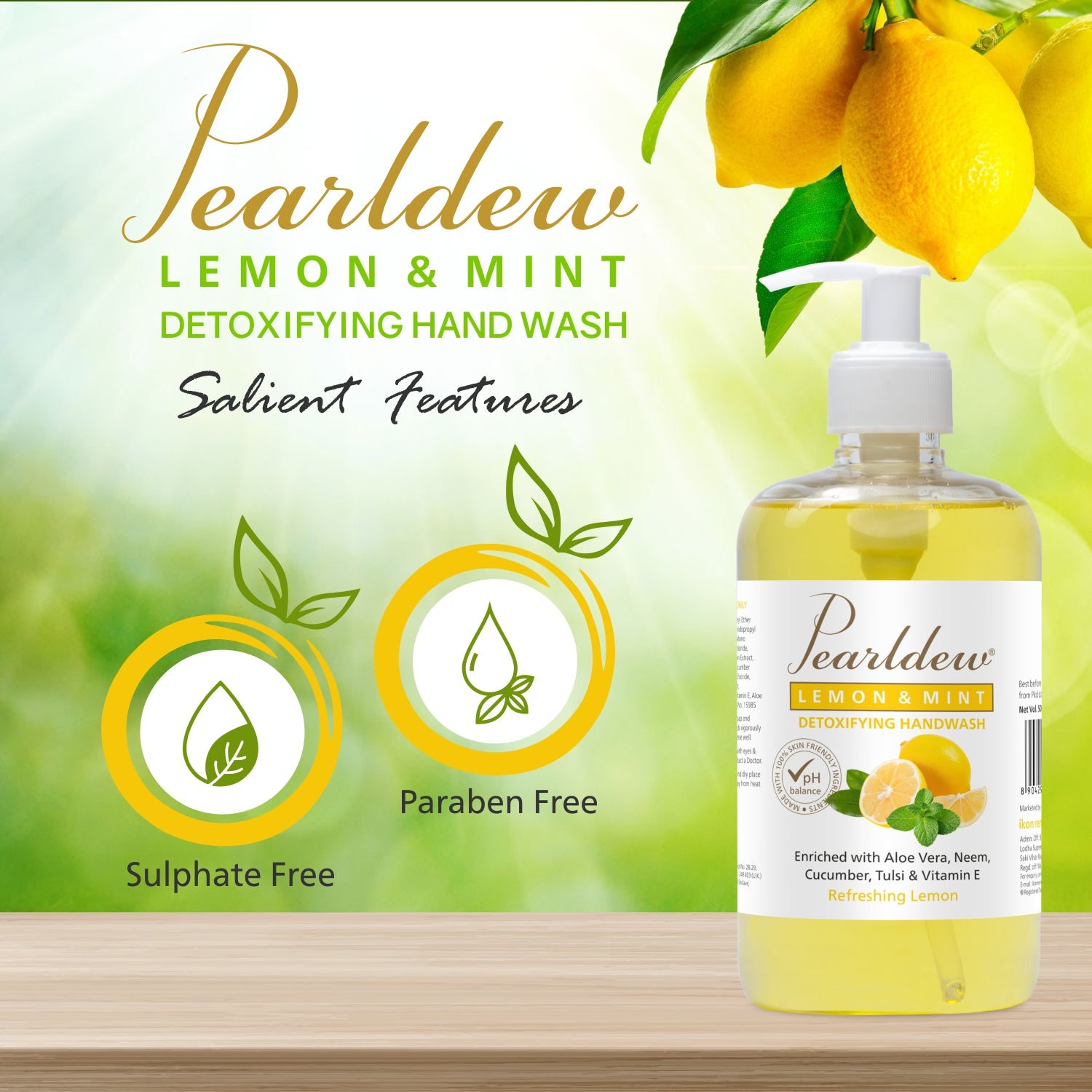 Pearldew Lemon & Mint Detoxifying Hand Wash (500 ml)