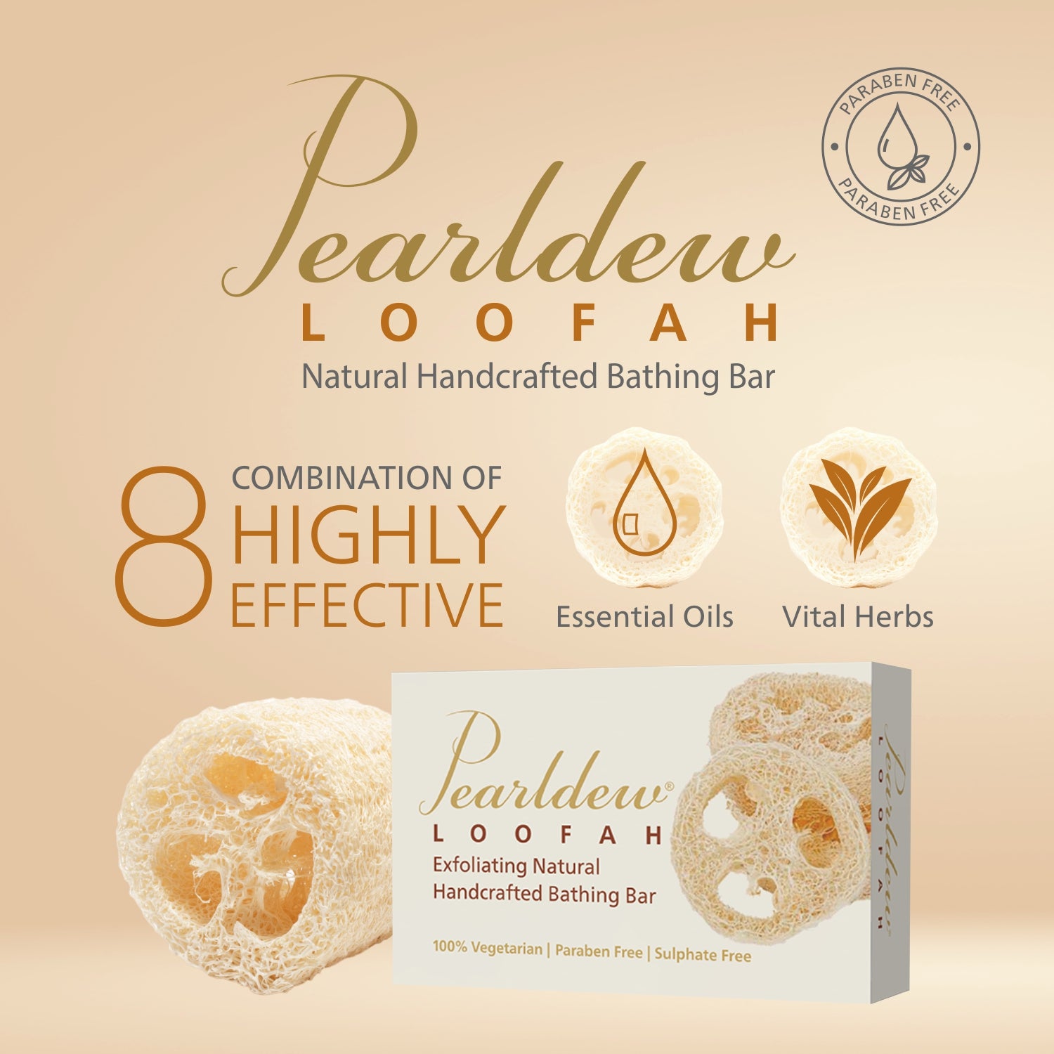 Pearldew Loofah Exfoliating Natural Handcrafted Bathing Bar (75 gm)