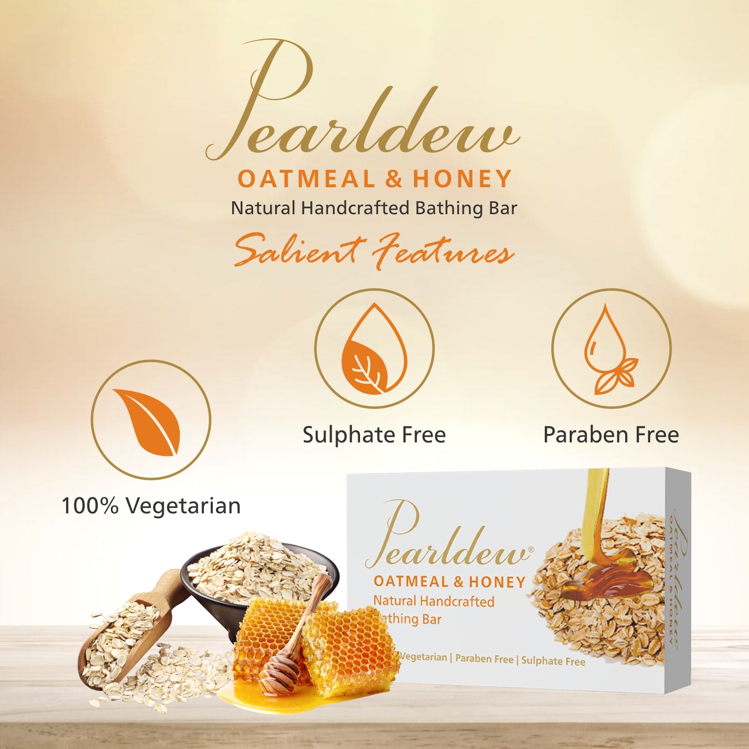 Pearldew Oatmeal & Honey Natural Handcrafted Bathing Bar (75 gm)