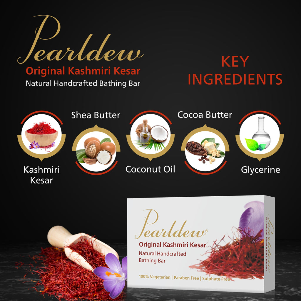 Pearldew Original Kashmiri Kesar Natural Handcrafted Bathing Bar (75 gm)