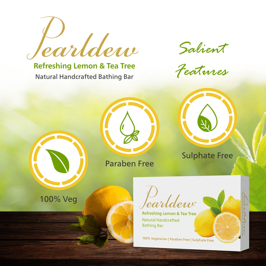 Pearldew Refreshing Lemon & Tea Tree Natural Handcrafted Bathing Bar (75 gm)